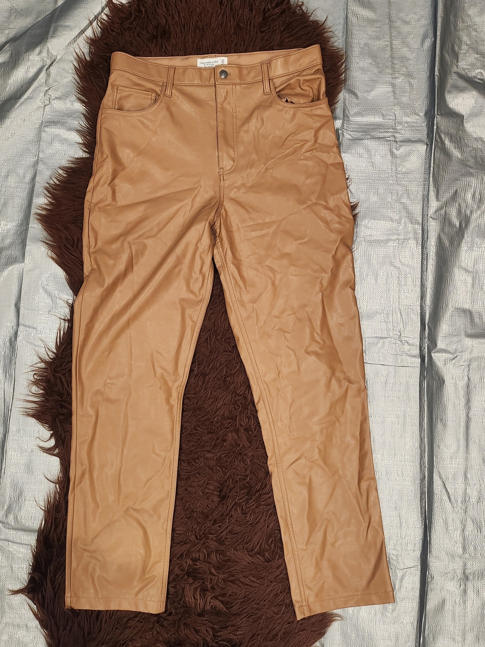 Abercrombie & Fitch Tan Faux Leather Bootcut Pants